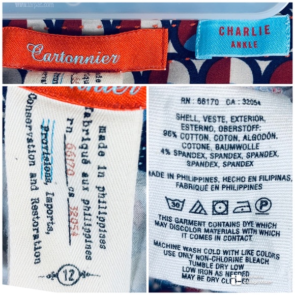 Anthropologie Cartonnier Charlie Ankle pants w/ geometric pattern. Size 12 - Picture 10 of 10